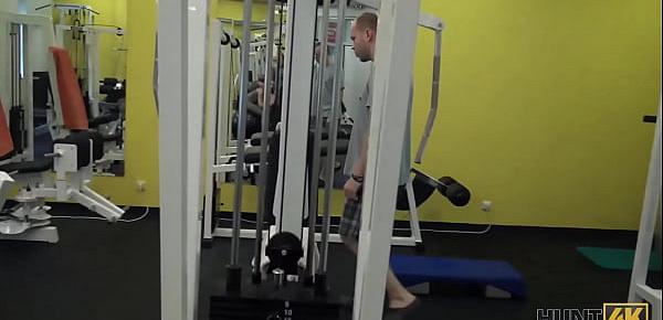  HUNT4K. Cuckold for cash permits hunter to fuck his GF in the empty gym